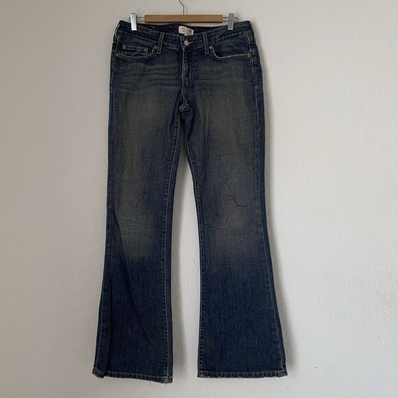 Vintage Abercrombie Fitch Jeans Women 8 Long Flare Dark Wash Premium Y2K 33x33 - Picture 1 of 11